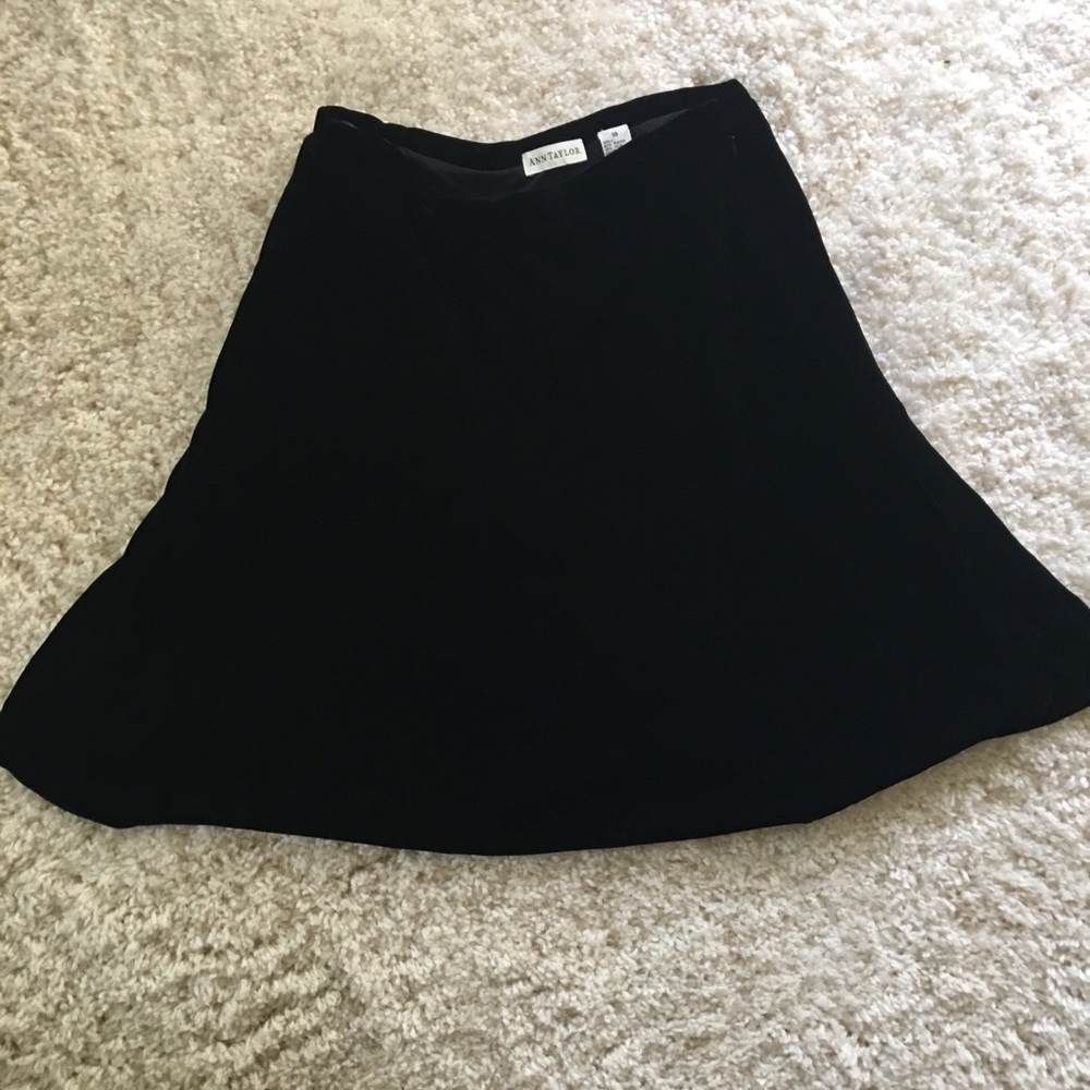 Ann Taylor black velvet swing skirt